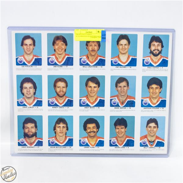 1984-85 UNCUT SHEET AUTO-PRINTED SIGNATURES KUNNI