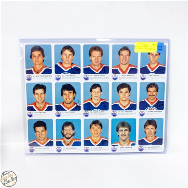 1985-86 UNCUT SHEET AUTO-PRINTED SIGNATURES 1WAYNE