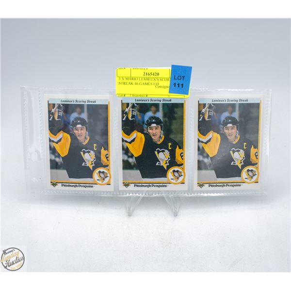 3 X MARIO LEMIEUX'S SCORING STREAK 46 GAMES UD