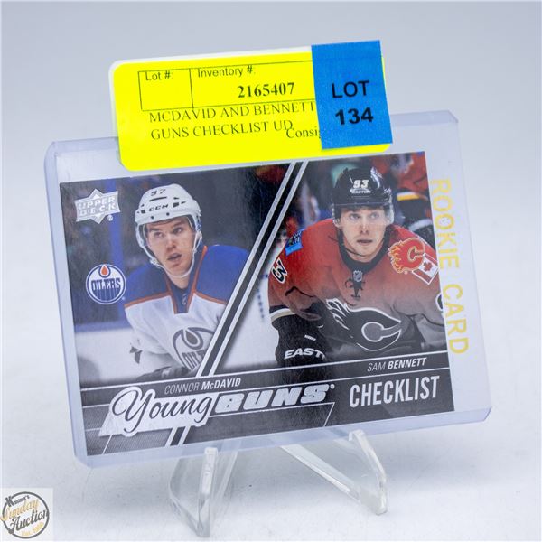 MCDAVID AND BENNETT YOUNG GUNS CHECKLIST UD