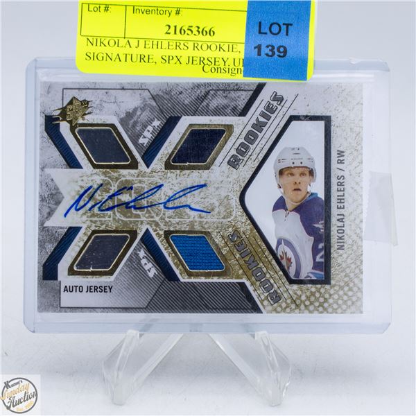 NIKOLA J EHLERS ROOKIE, SIGNATURE, SPX JERSEY UD