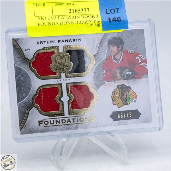 ARTEMI PANARIN ROOKIE FOUNDATIONS JERSEY 06-75 UD