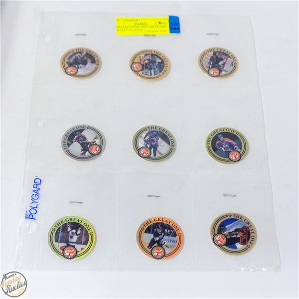 9 GRETZKY POGS THE GREAT ONE AWARDS ON BACK