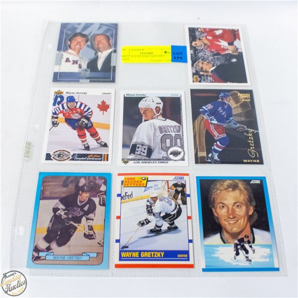 SHEET OF 8 WAYNE GRETZKY CARDS
