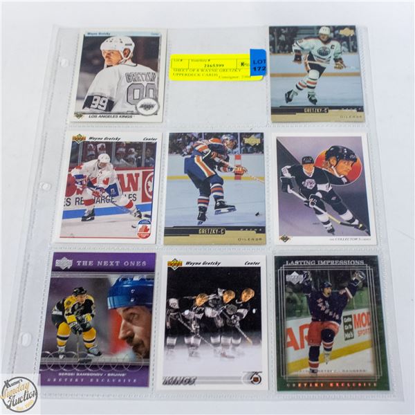 SHEET OF 8 WAYNE GRETZKY UPPERDECK CARDS