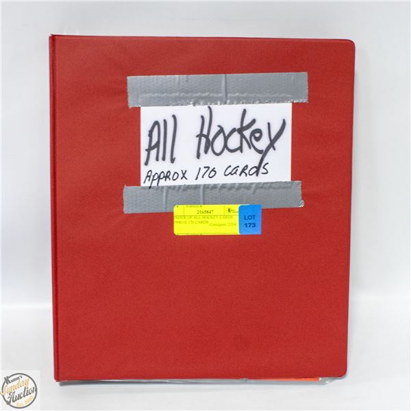 BINDER OF ALL HOCKEY CARDS APPROX 170 CARDS