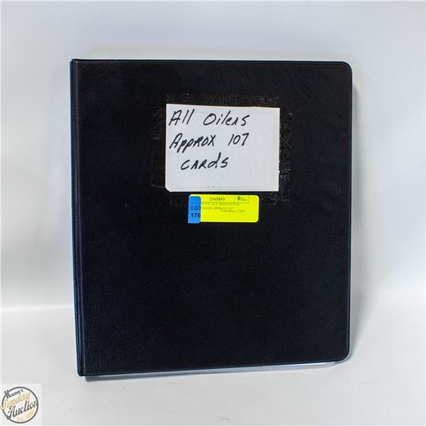 BINDER WITH ALL EDMONTON OILERS CARDS APPROX 107