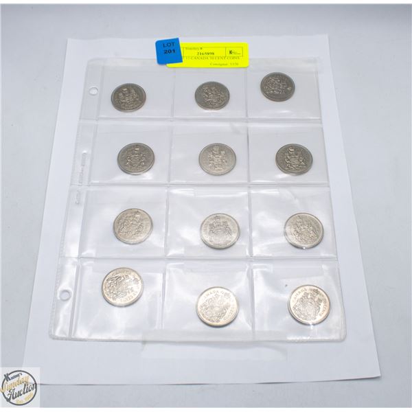 LOT OF 12 CANADA 50 CENT COINS