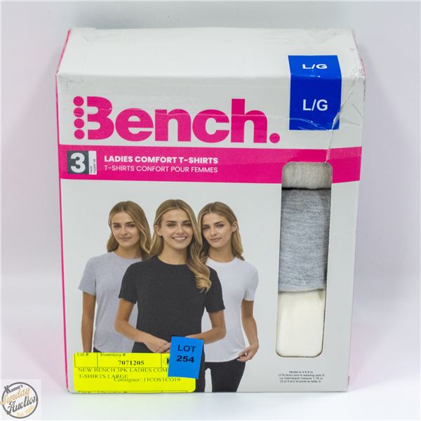 NEW BENCH 3PK LADIES COMFORT T-SHIRTS LARGE