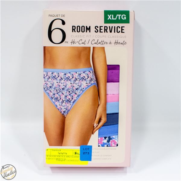 NEW ROOM SERVICE 6PK CLASSIC FIT HI-CUT BRIEFS XL