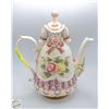 Image 1 : CERAMIC TEAPOT EMBOSSED VICTORIAN ROSE FLOWERS