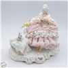 Image 1 : VINTAGE LADY IN PINK DRESDEN LACE PORCELAIN