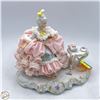Image 1 : VINTAGE LADY IN PINK DRESDEN LACE PORCELAIN