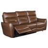 Image 1 : ONSITE: LEATHER RECLINING SOFA AS IS