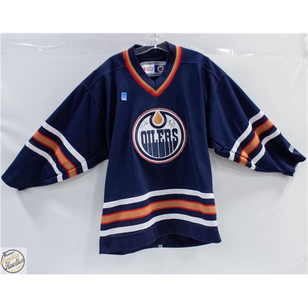 UNAUTHENTICATED DUAL SIGNED YOUTH L/XL OILERS