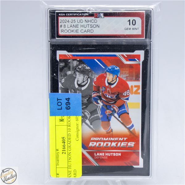 LANE HUTSON GRADED 10 ROOKIE CARD