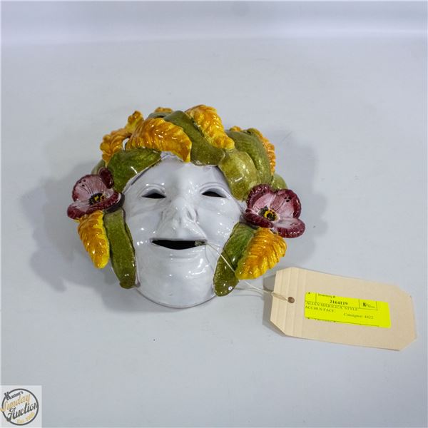 ITALIAN MAJOLICA STYLE BACCHUS FACE