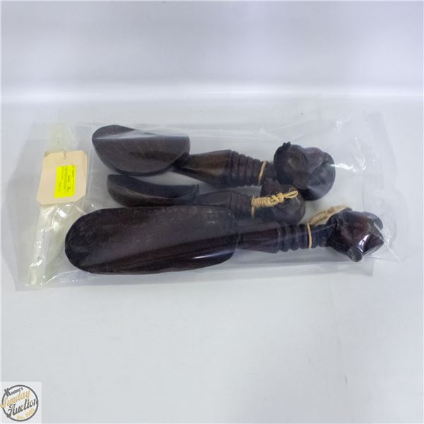 3 LARGE AFRICAN WOOD HAND CARVED FIGURAL