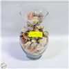Image 1 : 11" X 7" CLEAR GLASS VASE FILLED WITH