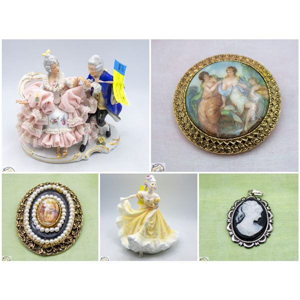 FEATURED VINTAGE BROOCHES AND FIGURINES