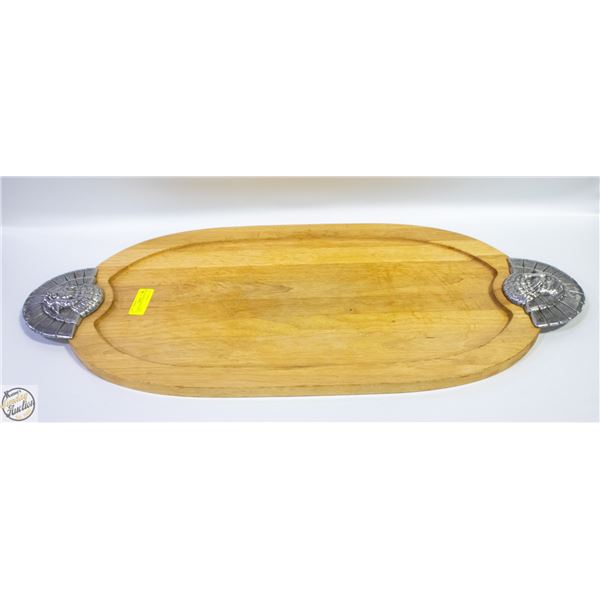 LARGE WOODEN TURKEY PLATTER WITH