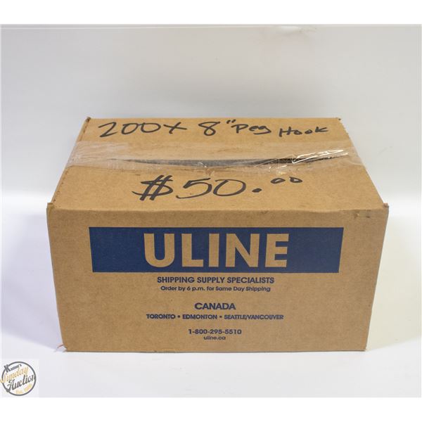 BOX OF 200 8 INCH PEG BOARD HOOKS