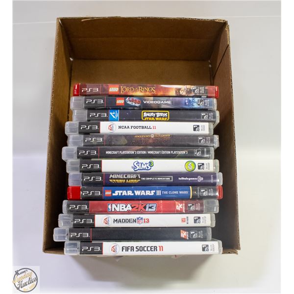 FLAT OF 13 DVDS/GAMES INCLUDING PS3 GAME/BLURAYS/
