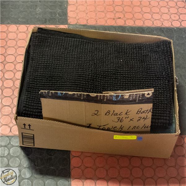 2PC BLACK BATH MATH 3'X2'+ASSORTED TOWELS