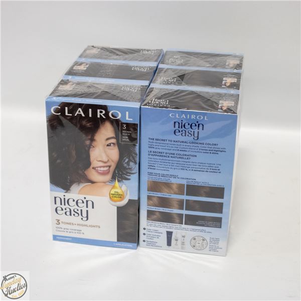 6 X NICE AND EASY 3 BROWN BLACK HAIR DYE KITS