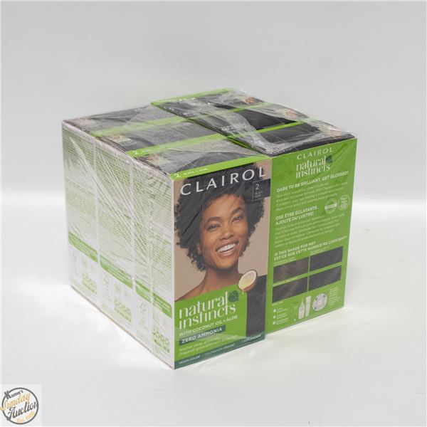 6 CLAIROL NATURAL INSTINCTS 2 BLACK HAIR DYE KITS