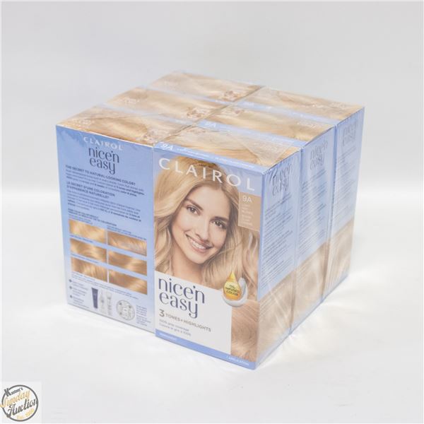 6 X NICE & EASY 9A LIGHT ASH BLONDE HAIR DYE KITS