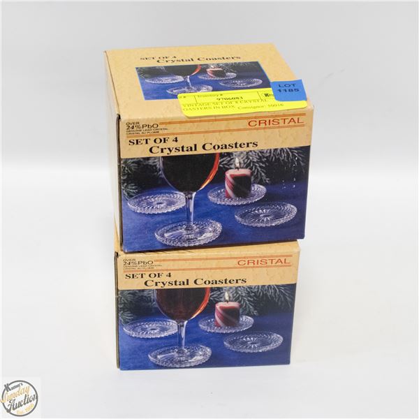 2 VINTAGE SET OF 8 CRYSTAL COASTERS IN BOX