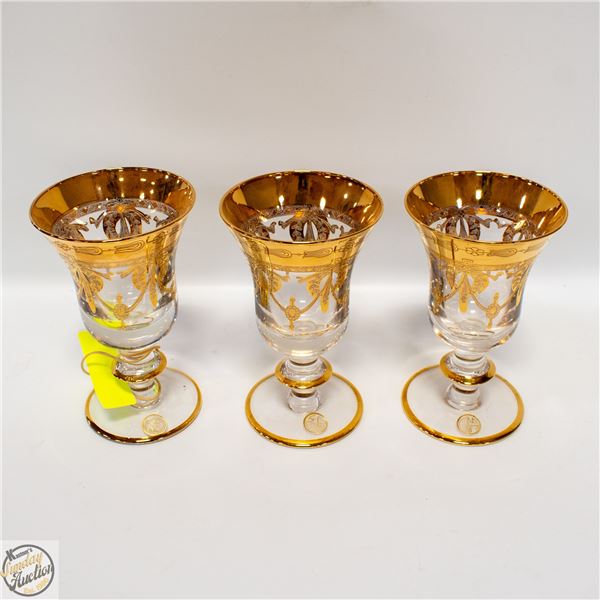 3 VINTAGE MATCHING GOLD TRIMMED