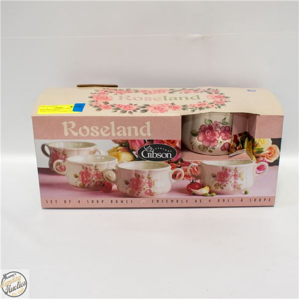 NEW ROSELAND SET OF 4 SOUP BOWLS BY GIBSON