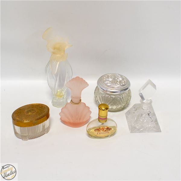 LOT OF VINTAGE PERFUME BOTTLES AND CONTAINERS