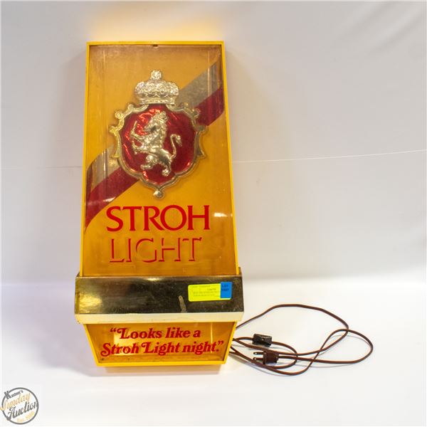 BOX 1980 WORKING SIGN FOR STROH BEER 20"X10"