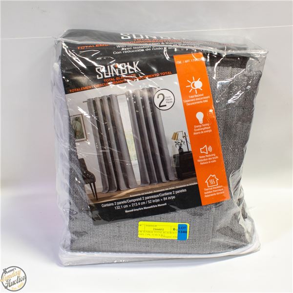 NEW SUNBLK TOTAL BLACKOUT PANEL 2 PK, 52 IN X 84 I