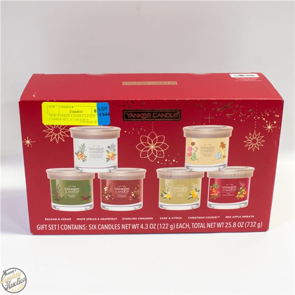 NEW YANKEE CANDLE 6 PACK CANDLE SET, 4.3 OZ EACH