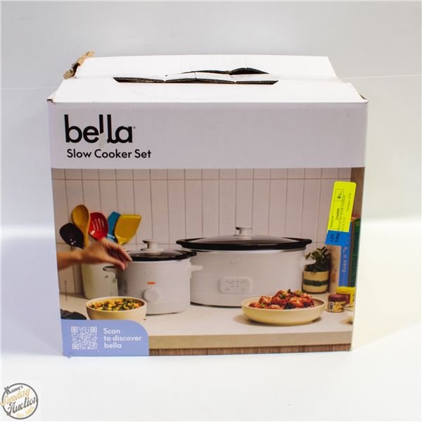 NEW BELLA 2 PC SLOW COOKER SET, 6QT & 2 QT