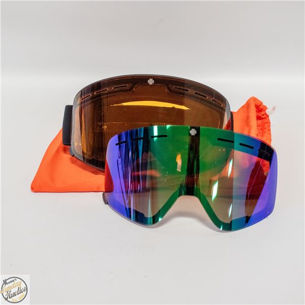 SPY BRAND SKI GOGGLES W/ CASE & 2 LENSES, UNUSED