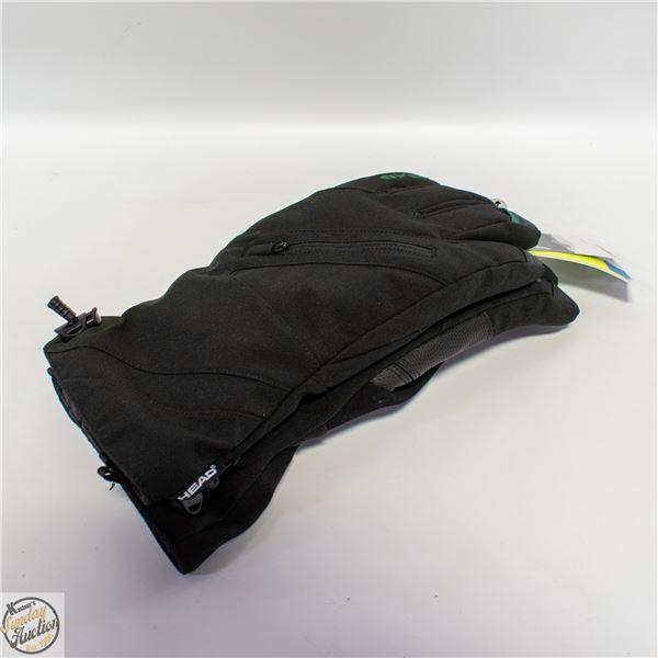 NEW HEAD MEN'S SKI GLOVES, SIZE M, ZIPPERED POCKET
