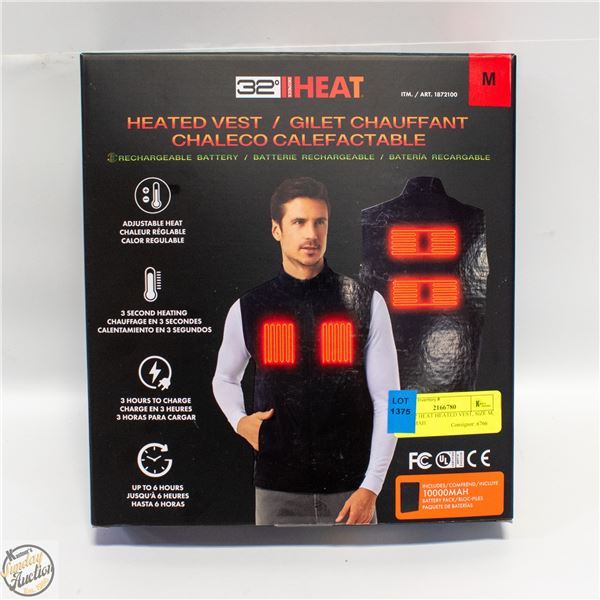 NEW 32 HEAT HEATED VEST, SIZE M, 10000 MAH