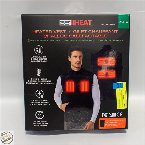 NEW 32 HEAT HEATED VEST, SIZE XL, 10000 MAH