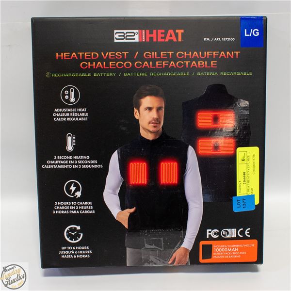 NEW 32 HEAT HEATED VEST, SIZE L, 10000 MAH