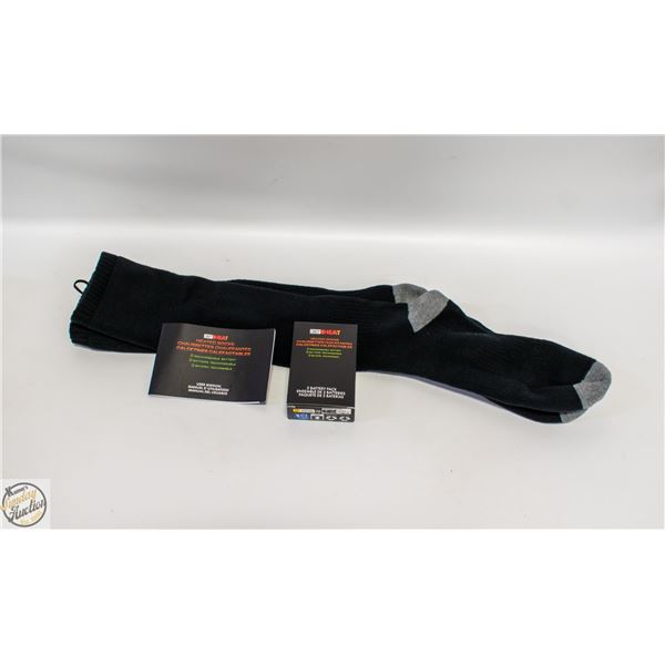 REPACKED 32 HEAT HEATED SOCKS, SIZE XL, RECHARGEAB