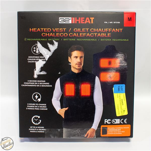 NEW 32 HEAT HEATED VEST, SIZE M, 10000 MAH
