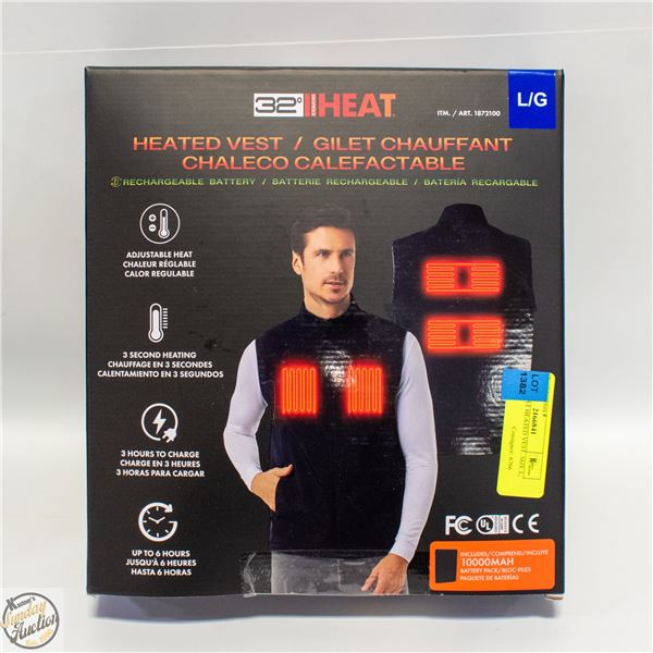 NEW 32 HEAT HEATED VEST, SIZE L, 10000 MAH