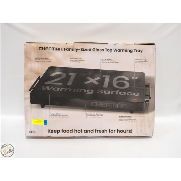 NEW CHEFMAN FAMILY SIZED GLASS TOP WARMING