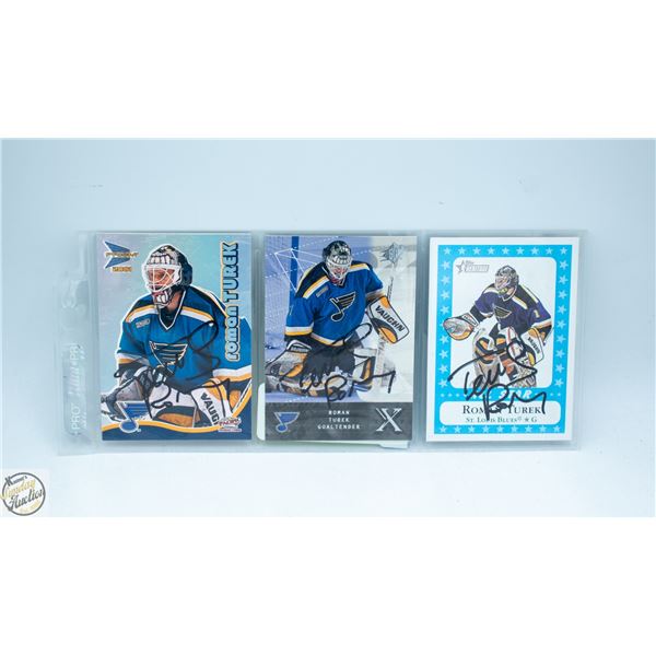 3 SIGNED ROMAN TUREK HOCKEY CARDS