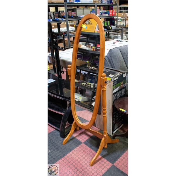 SOLID OAK FRAME CHEVELLE MIRROR H-59"